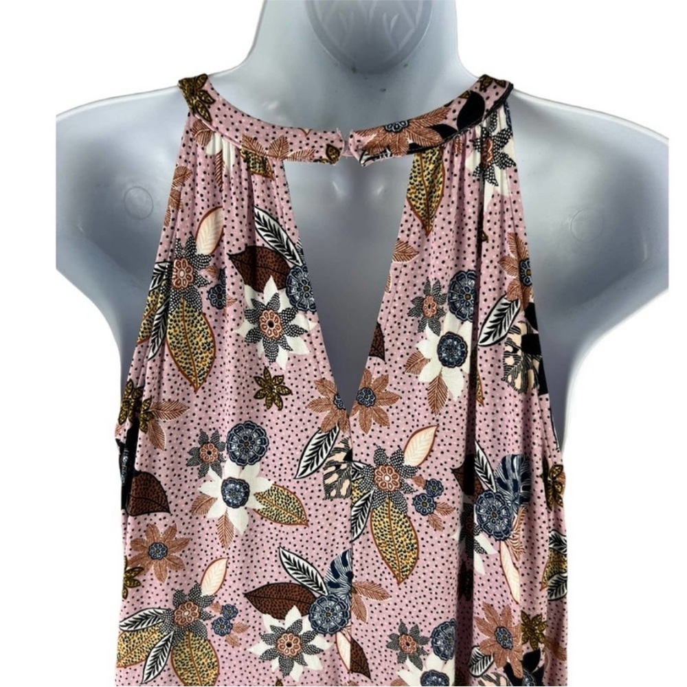 Loft Floral High Neck Tiered Halter Dress Size L - Picture 5 of 9